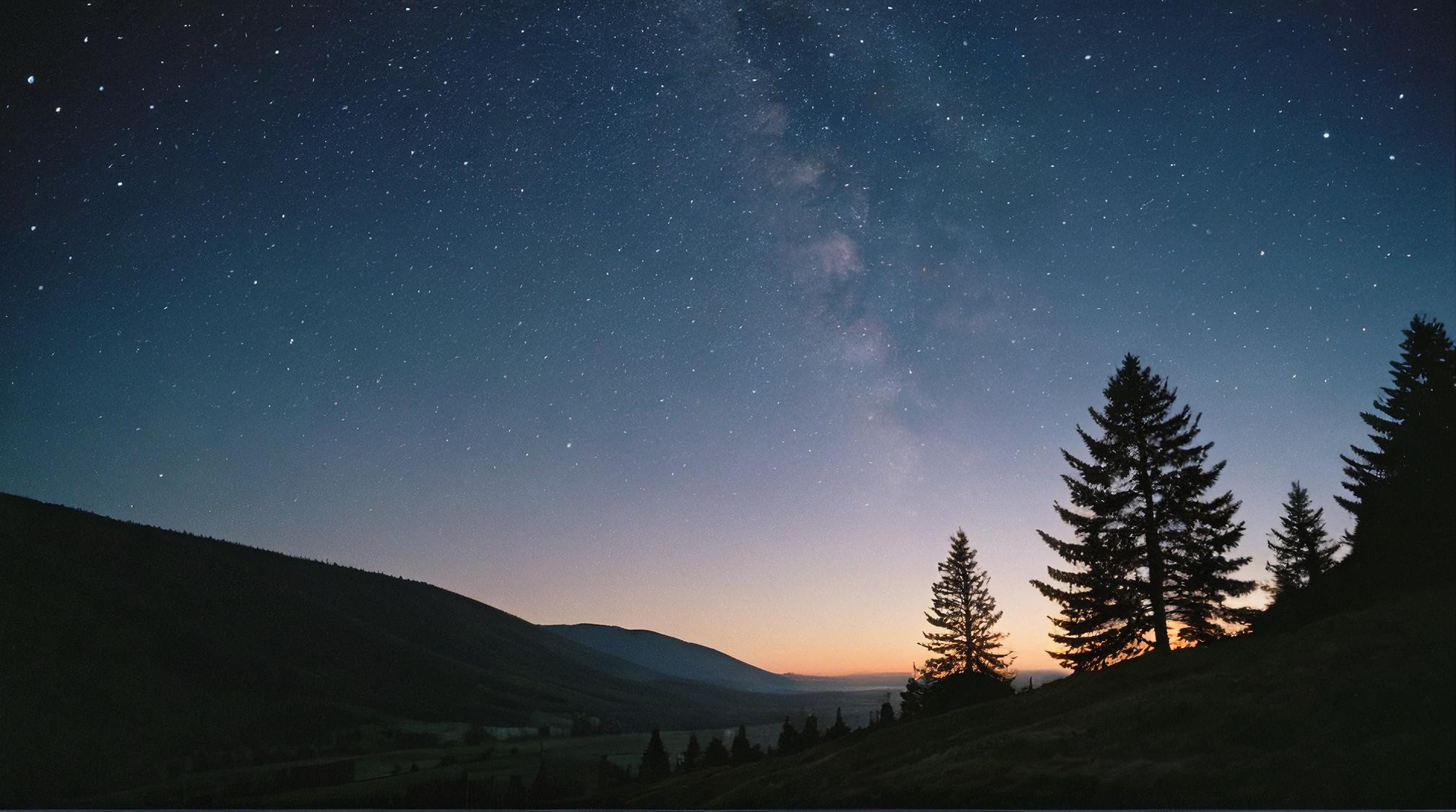 photograph, landscape of a Charming Nimbral, Stars in the sky, sharp