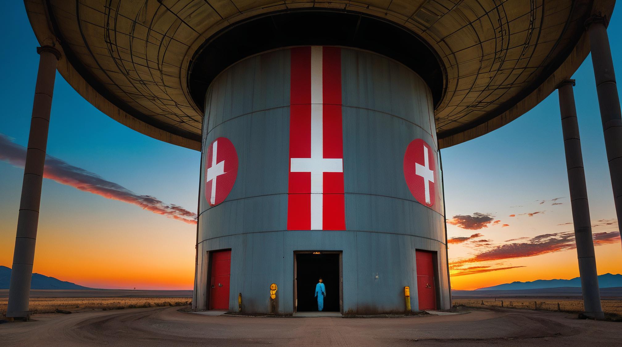 by Dain Yoon, photograph, Curly Sci fi Nuclear missile silo, deep focus