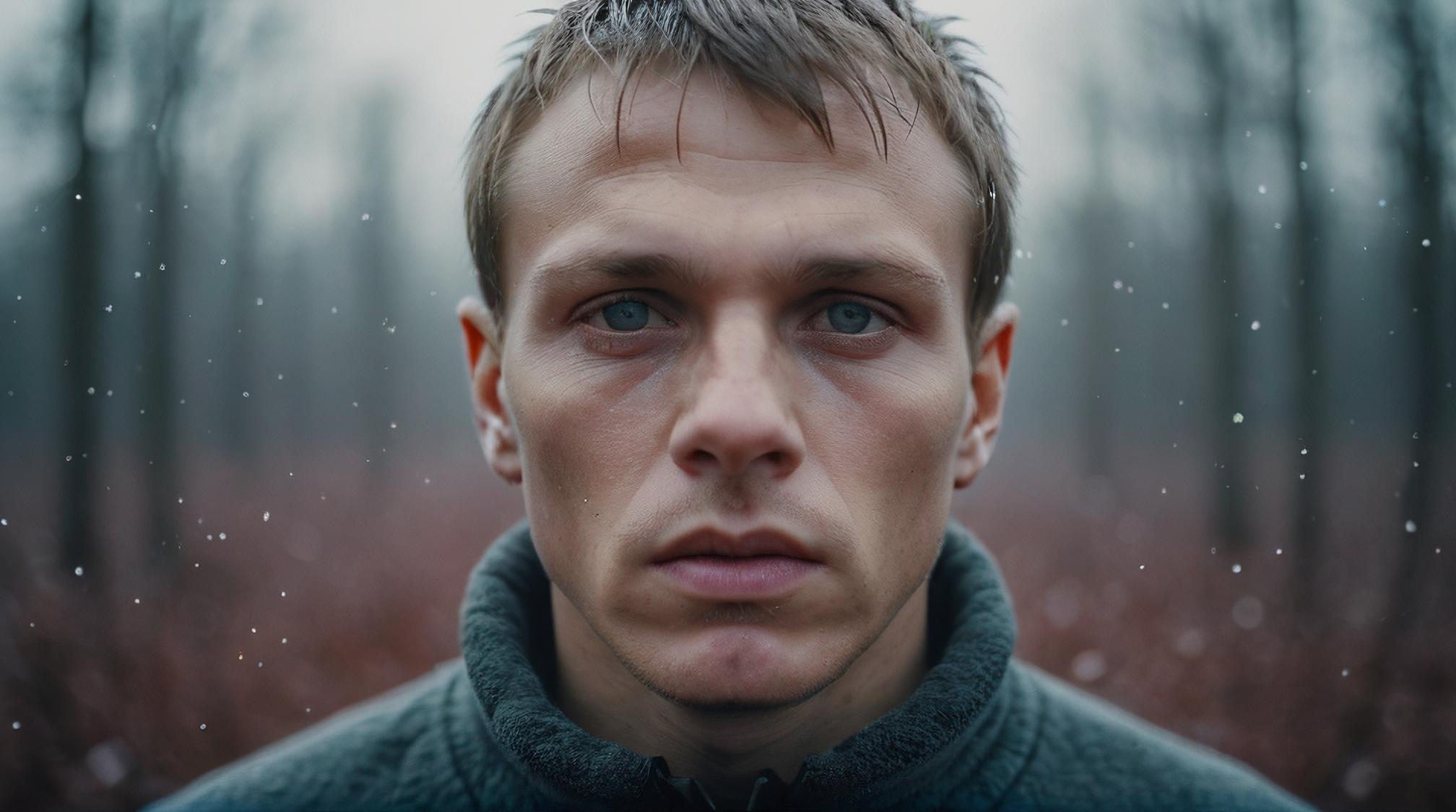 photograph, cinematic shot of a Belarusian Universe of Cleansing , Psychotic and Fascinating Grumpy , made from Fleece