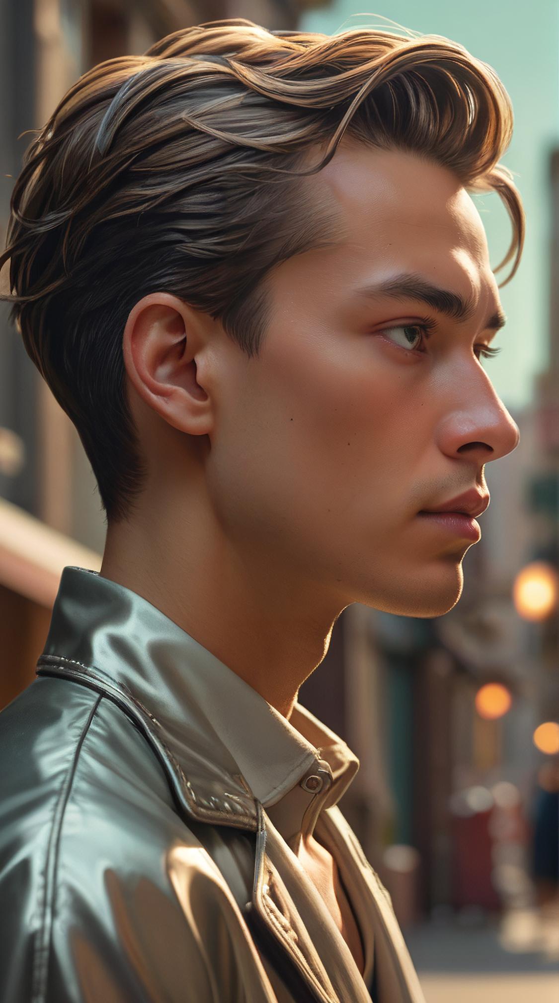 street, side profile of a Contemplative athletic Sibling Scientist, from the s, Hurricane