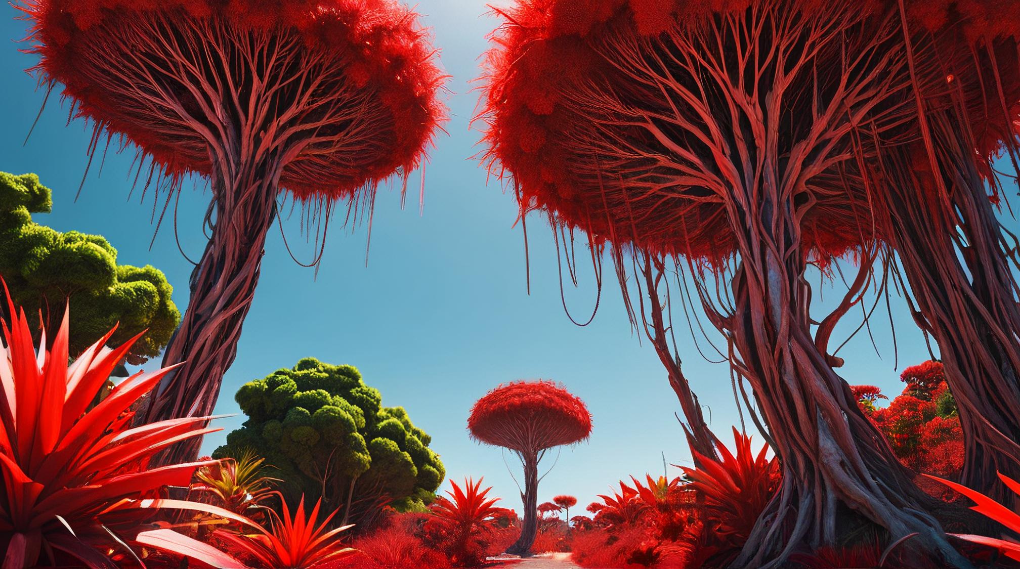 digital art, Brazilian vegetation, Complex Infected electric red coolish , behance