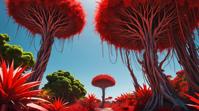 digital art, Brazilian vegetation, Complex Infected electric red coolish , behance
