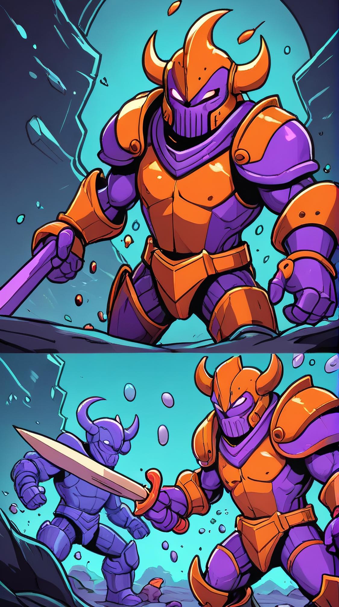 Concept sheet, Orange and Purple dust particles, contour rivalry drawing, adobe lightroom