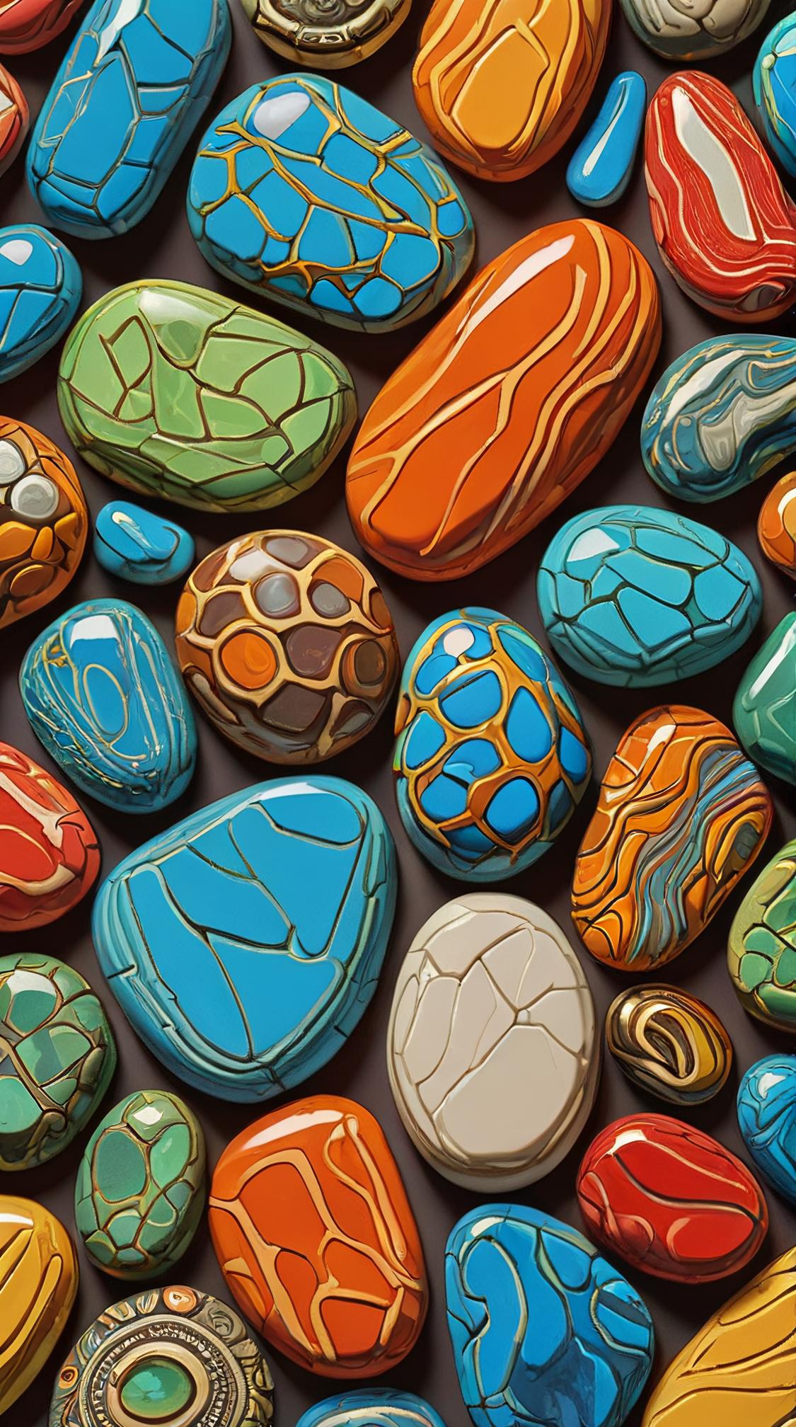 S Elemental stones, in focus, Relaxed, Impasto