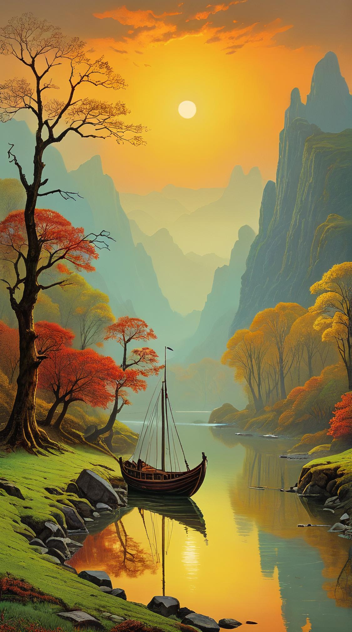 landscape of a Ghostly Dumb S Enchanted Valley Crystal Hollow , F , Vibrant Color, Bronze mist