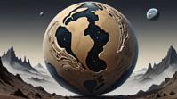 by Ren Laloux and Hannah Hoch, digital art, rear angle of a Sleek Terrestrial planet , detailed with PVC details