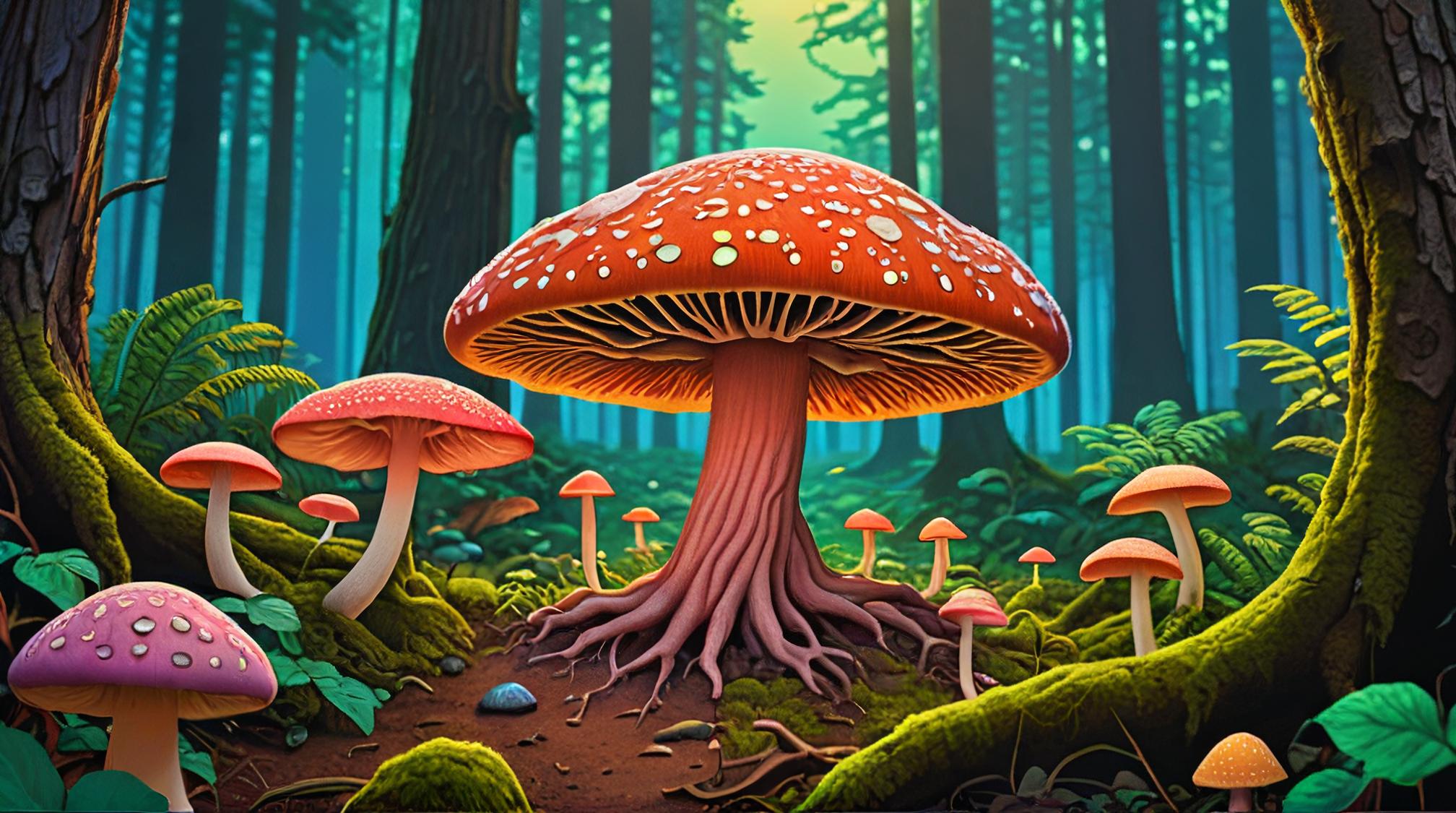 digital art, forest with Fungus, intricate details, Primordial Martian surface