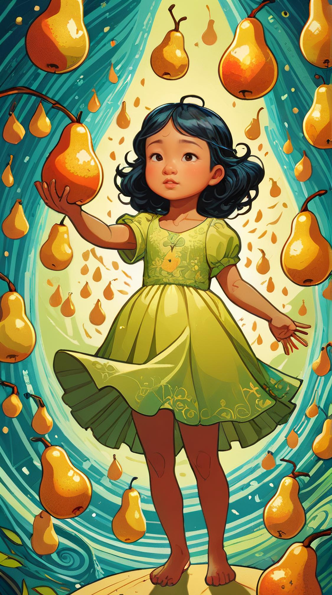 Weird Flirty pear shaped figure Eva, feeling very worried, Outstretched hand, children s illustration art