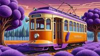 designed by Jacek Yerka, digital art, Seraphic Tram, made from Lavender