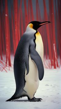 Emperor Penguin, it is very Holy, soft focus, stylized by Hajime Yatate
