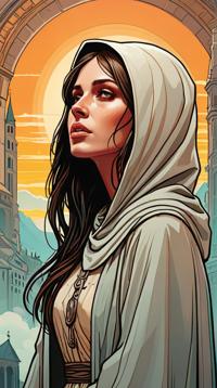 designed by Conrad Roset and Dan Mumford, impressionism art, Digital art, The life of Saint Clare of Assisi