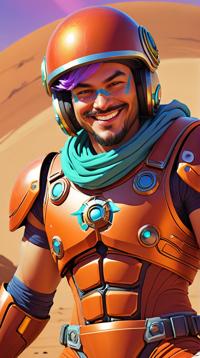 soft focus of a Macho fat Hipster Mars , smiling, Casting magic pose, Multicolor hairstyle