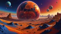 digital art, Planet Mars, at Golden hour, Overdetailed art