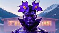 designed by Tetsuo Hara and Januz Miralles, digital art, Normcore Art, Dried deep purple Daffodil