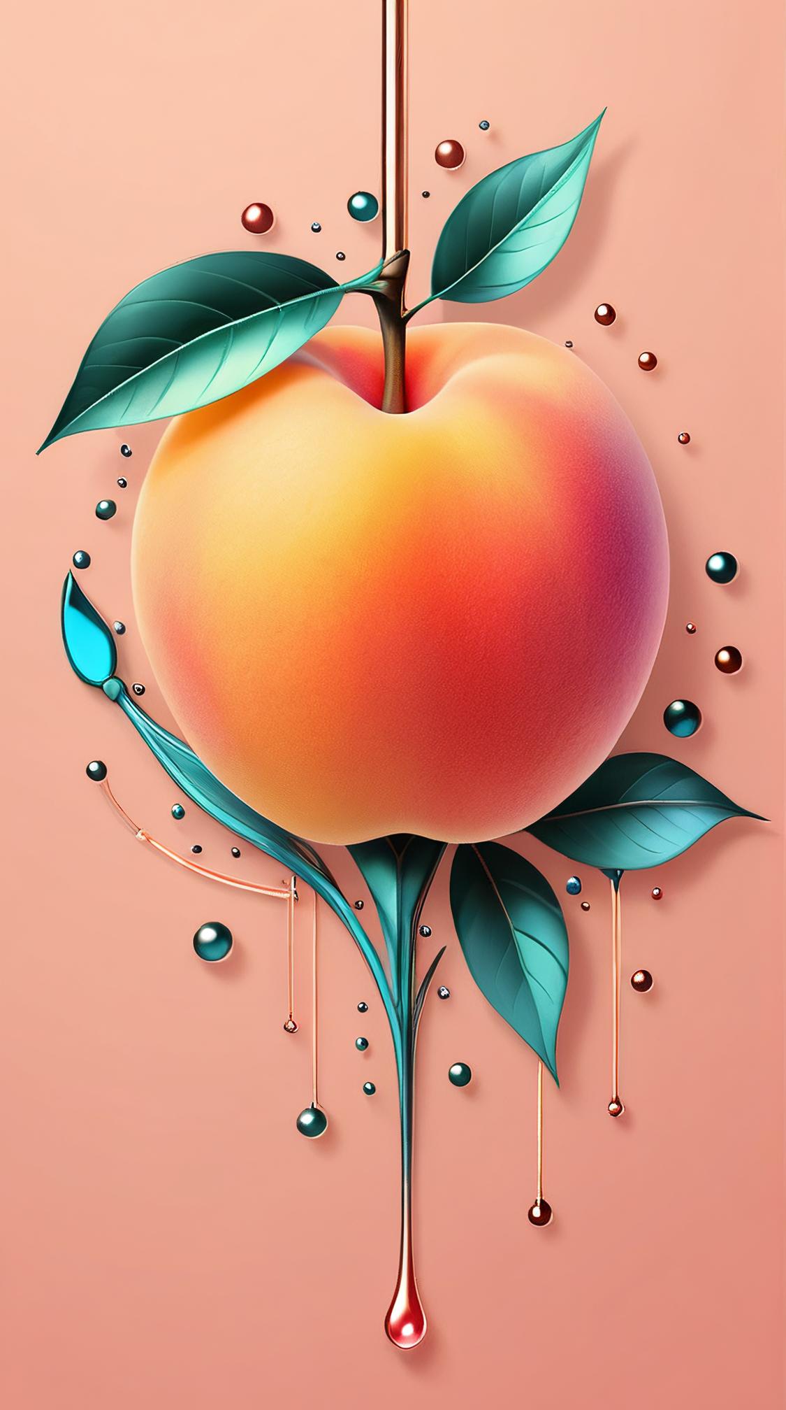 Absolute Candor , it is Repugnant, simple Peach and Iridescent background, blend of organic and mechanical elements