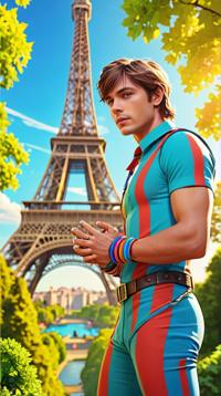 candid Vector Art, Hyper Creative Striped Cosplayer Male , , the Male has a Inconsequential Bracelet