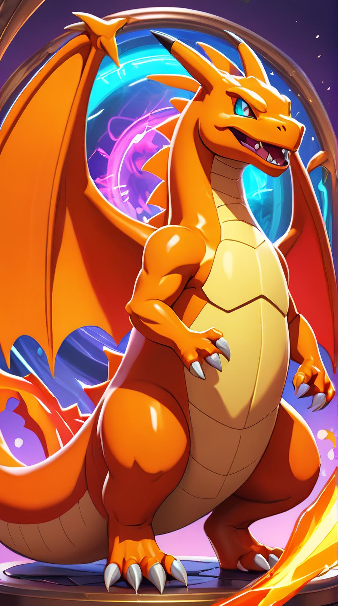 by Loish , colorful art, Magical Charizard, Blissful