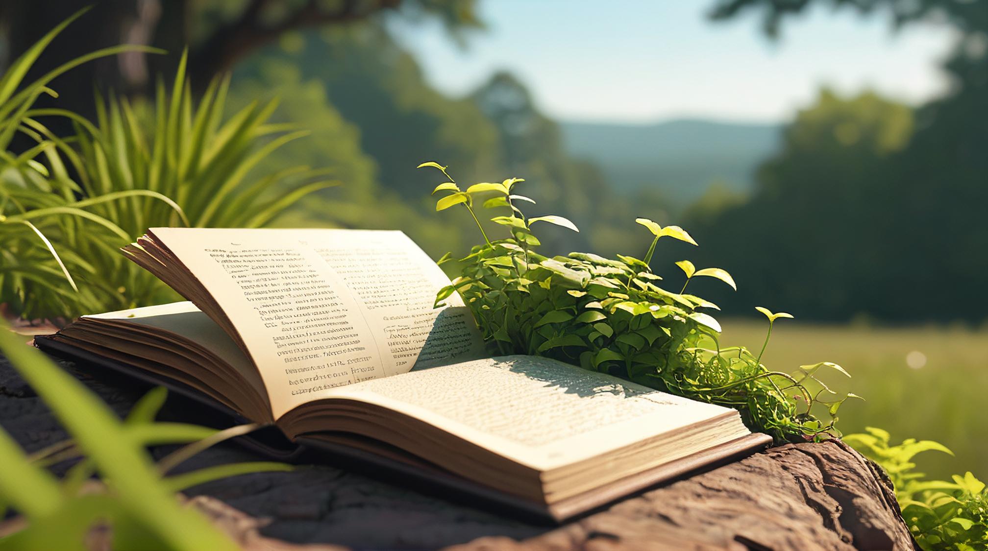 by Pendleton Ward , digital art, Meandering Elusive Spellbook, Modular vegetation in background