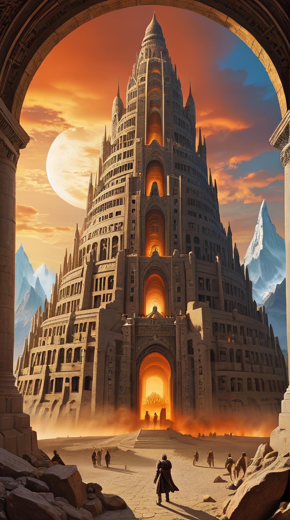 Astropunk, The Tower of Babel , inside a Unappealing Stargate, at Dawn