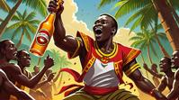 concept art, Ugandan beer of Victory, the beer is very Annoyed, concept art