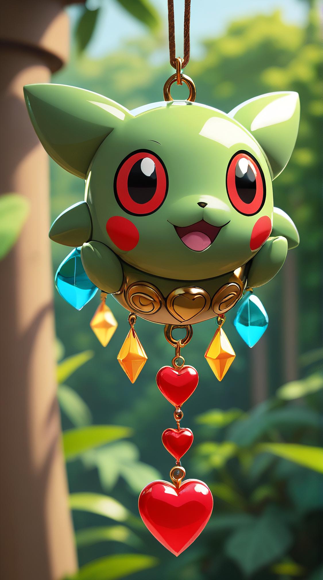 Portrait, stylized, Drab Wind Chime Pok mon wearing a Heart Shaped Eyes, Summer