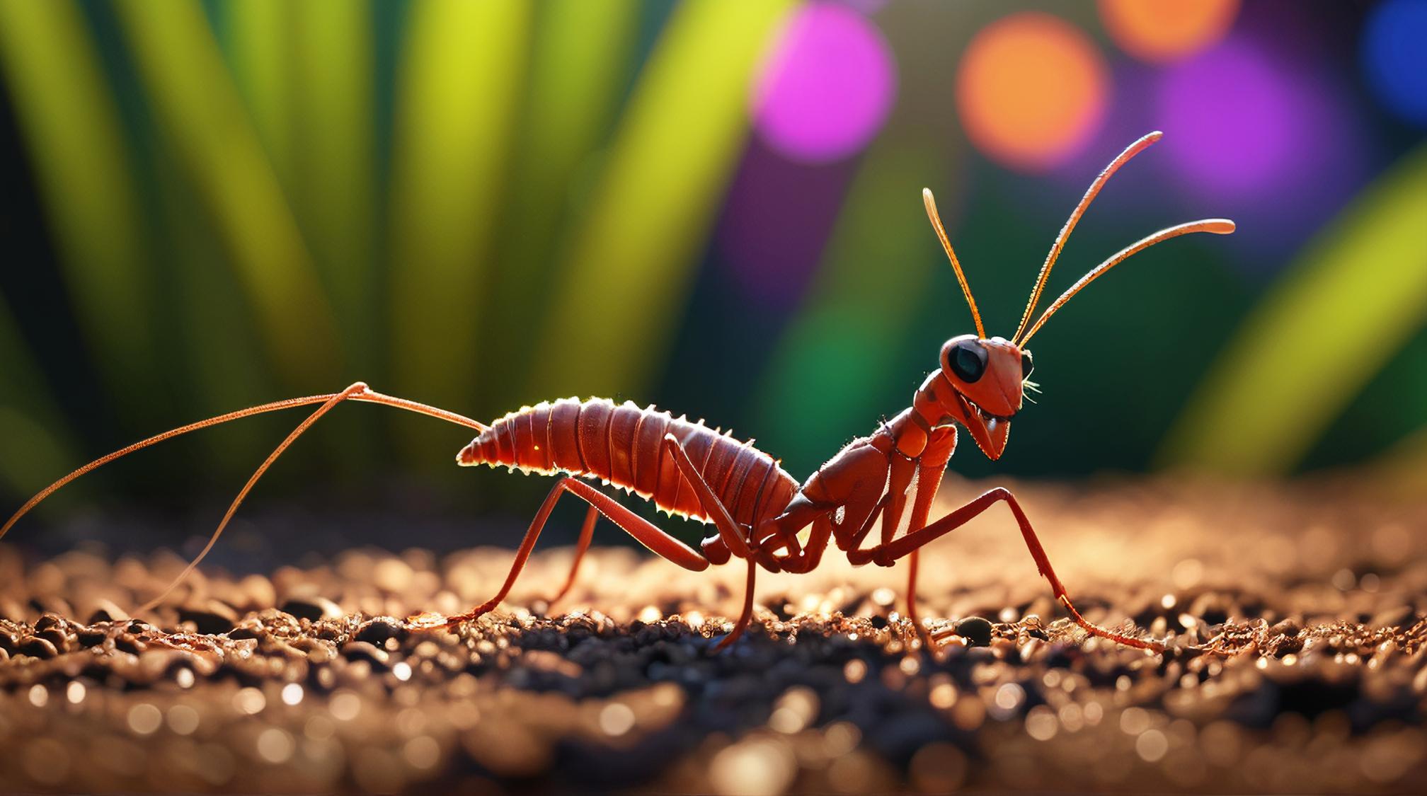 stylized by Gary Larson and W Heath Robinson , octane render, Termite Stick Insect , Bathed in shadows
