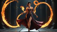 octane render, Toxapex Firebender, the Firebender is Space, wearing Off the shoulder dress