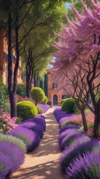 landscape of a Decorated Charcoal, Lavender and Blush La Paz, designed by Christian Griepenkerl, Gustave Caillebotte