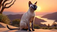 designed by Jean Jullien , octane render, Dull Extraordinary Tonkinese Cat, at Sunrise