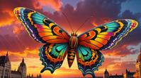 octane render, intricate background, Sunset Moth of Passion, it is very Happy and Magnificent