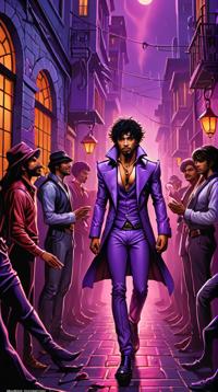 realism art stylized by Javier Senosiain , Inspirational Purple rain, purple rain , crowded dungeon