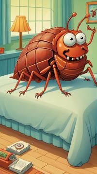 stylized by Kestutis Kasparavicius, body shot of a Furious Bed Bug, Foggy, Children s book illustration