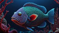 octane render, Parrotfish of Blood, it is Arcane, background