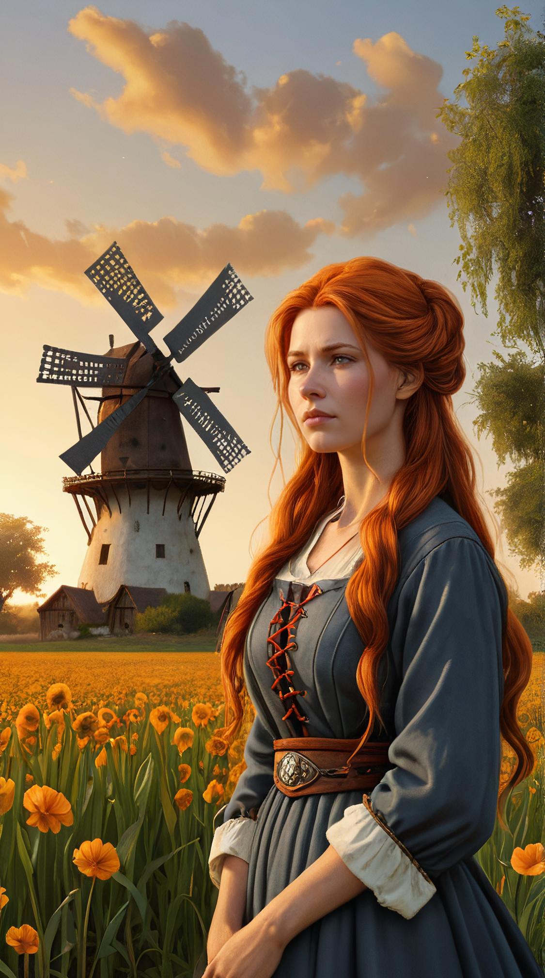 garden, Warlike Cossack Lowri , she has a very sad smile, Pointing up