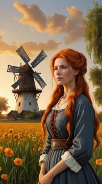 garden, Warlike Cossack Lowri , she has a very sad smile, Pointing up
