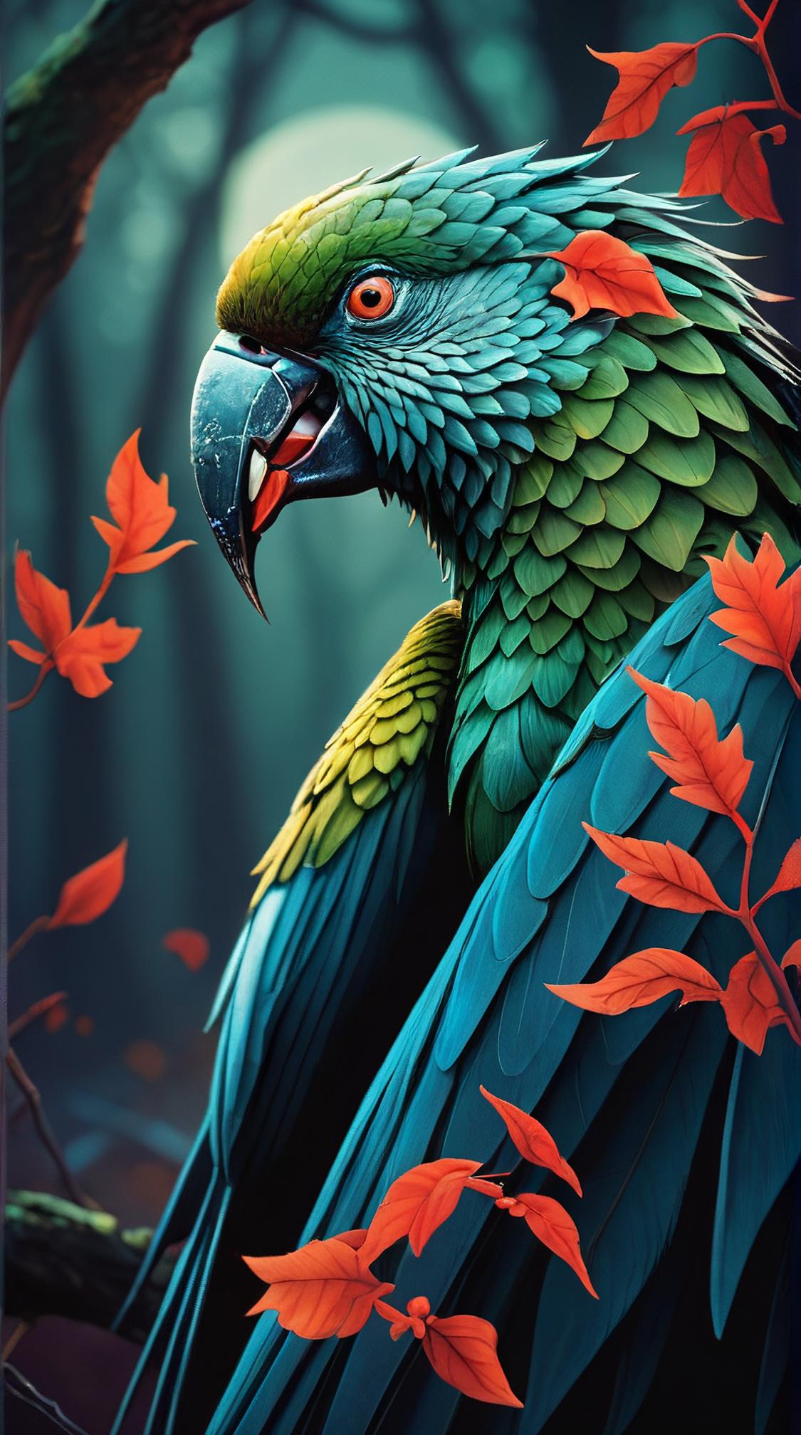 by Anna Dittmann, viking art, Moonlit glade, Vampiric Parrot Spice worm