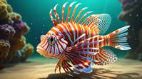 art by Craig Davison, octane render, Divine Lionfish with Vivid details, Depth of field mm