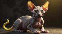 octane render, Gigantic Slate Gray and Lemon Yellow Sphynx Kitten, background, stylized by Sven Nordqvist