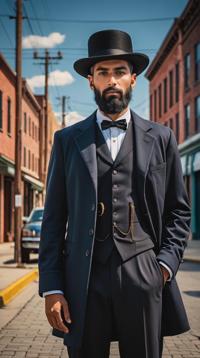 streetscape art by Manjit Bawa and Rick Amor, professionally shot of a Junoesque Male Physicist, Amish background, F