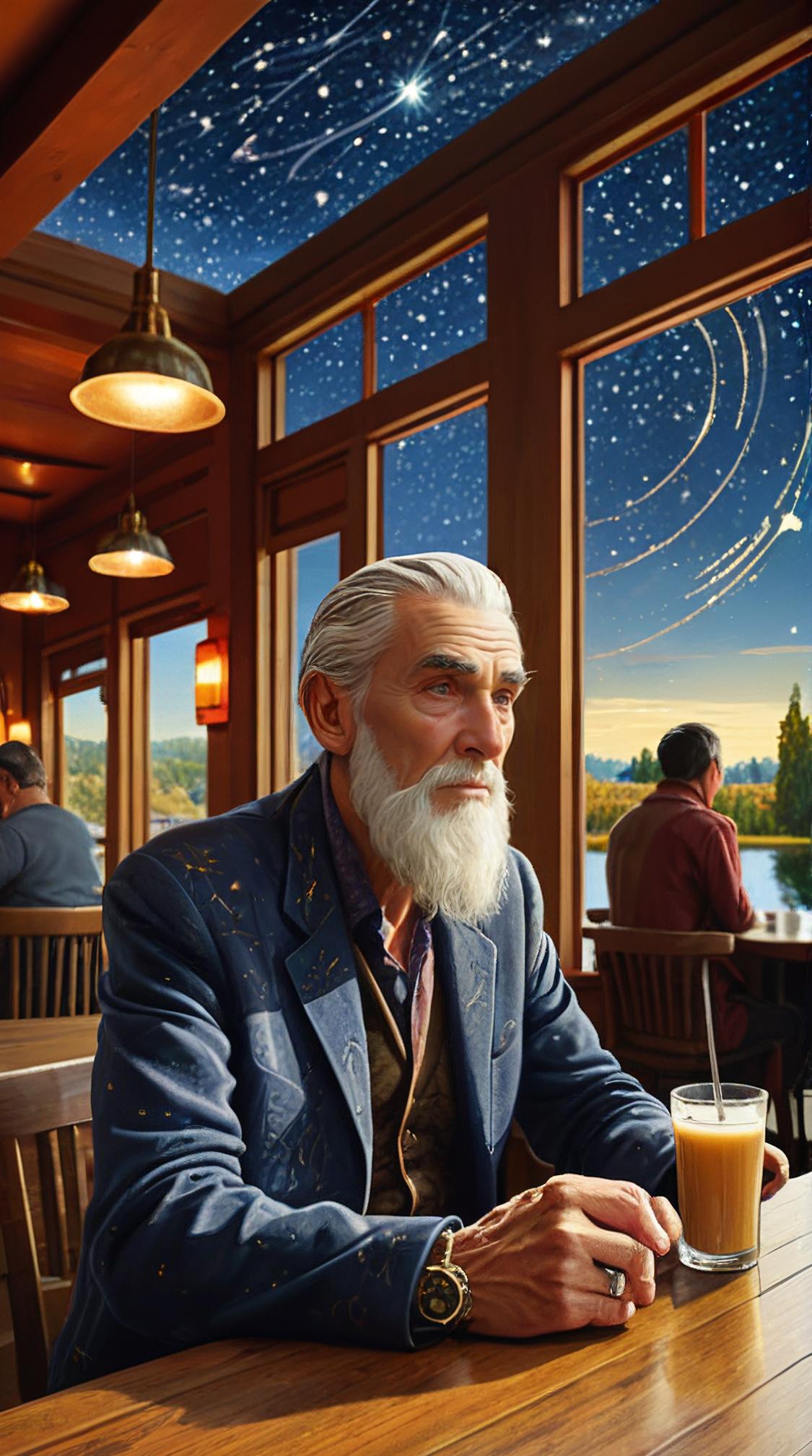 Drawing, Satisfying, Tragic Handsome Antipatriarch Eileen , inside a Welcoming Cafe