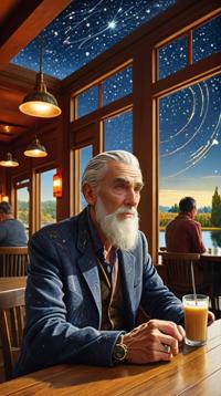 Drawing, Satisfying, Tragic Handsome Antipatriarch Eileen , inside a Welcoming Cafe
