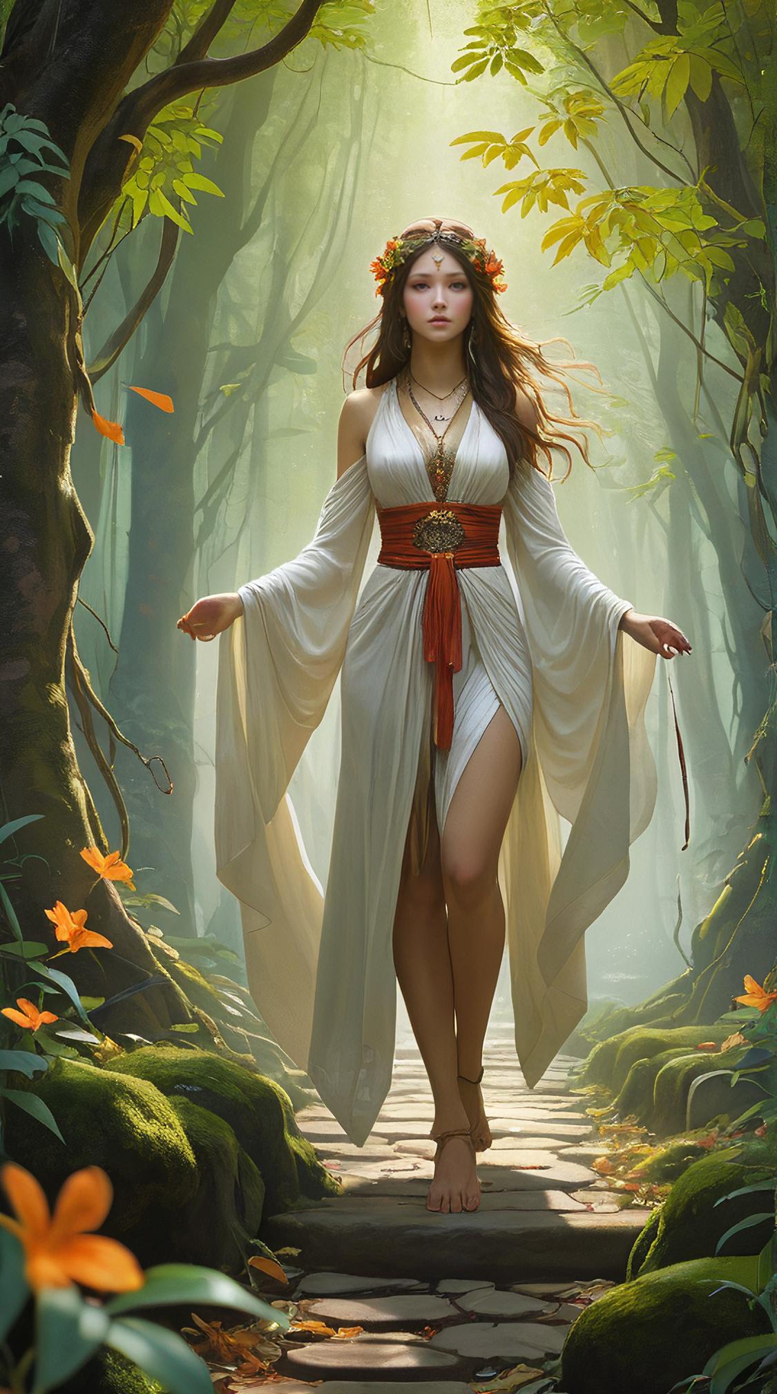 fantasy art by Bastien Lecouffe Deharme, vibrant Anime, Footprints on the path of discovery, seekers of truth