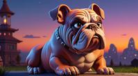 octane render, Bulldog, it is very Dreamy, at Twilight