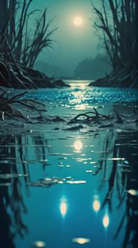 hologram of a Teal, Cobalt Blue and Light Gray Devastation Tide , Dense, Cozy