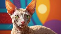 art by Debbie Criswell, octane render, Cornish Rex Cat, Selective focus