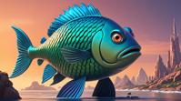 designed by Walt Disney , octane render, Northern were Fish , the person is Lapidary plated