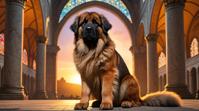 Leonberger, stylized by Jack Ohman, octane render, Mystical Persian Kitten