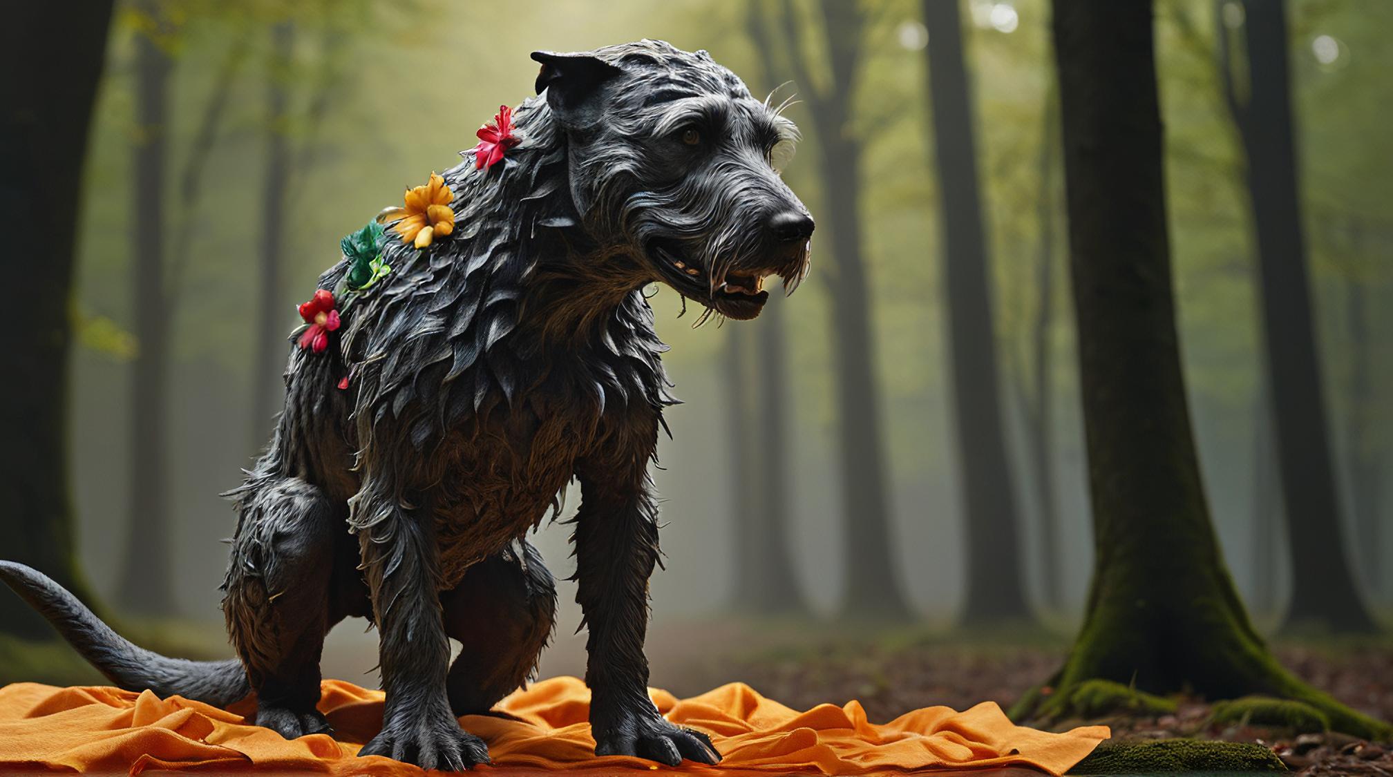 Bouvier Des Flandres, art by Bruno Walpoth, octane render, Cloth covered Salandit