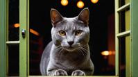 art by Guido Borelli da Caluso, photograph, Chartreux Cat Japanese Bobtail Cat , it is Spotted