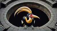 photograph, overhead angle of a Great Hornbill , Bangladeshi dungeon, Spring
